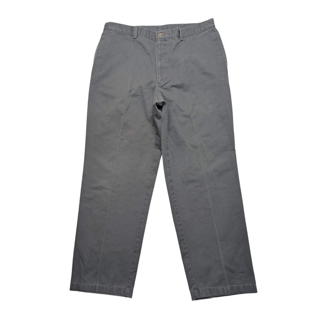 Haggar Chino Pants Mens 36x30(34x28)Grey Flat Front Straight Cotton Twill